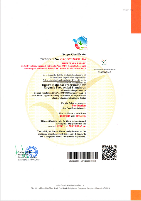Thipperary Estate – Certified Organic, Washed